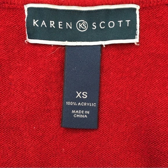 Karen Scott luxsoft Pull Over V-neck Red Sweater - Picture 10 of 16